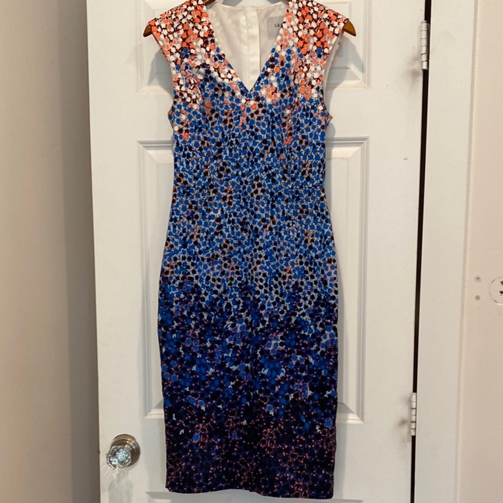 Gorgeous LK BENNETT London Vanessa Floral Tailored Dress Pink & Blue Size 4 - Picture 2 of 11